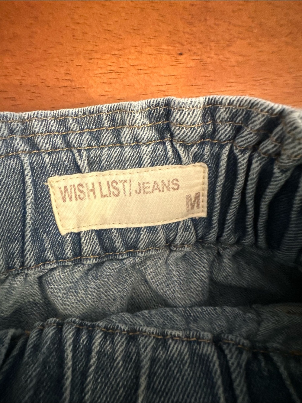 WishList Elastic Waist High-Rise Washed Denim Shorts - Light Blue Medium - Picture 3 of 6